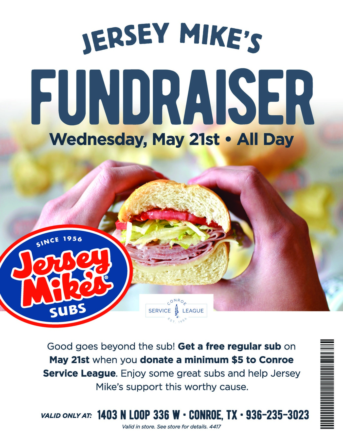 Conroe Service League Fundraiser at Jersey Mikes