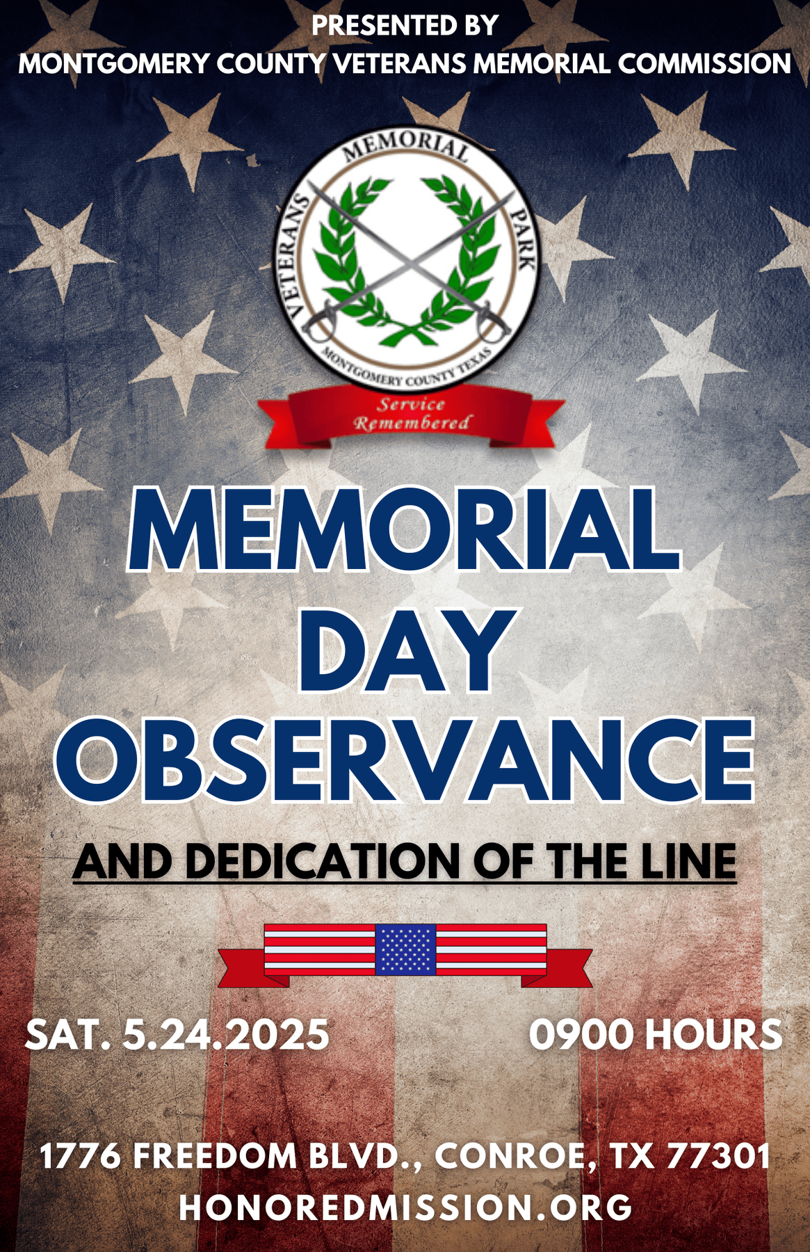 Montgomery County Veterans Memorial Commission Memorial Day Observance and Dedication of the Line